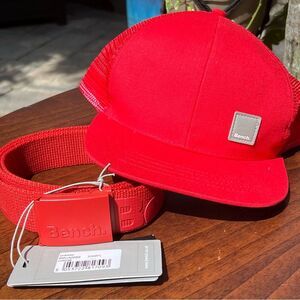 Bench Red snapback hat and Belt Set